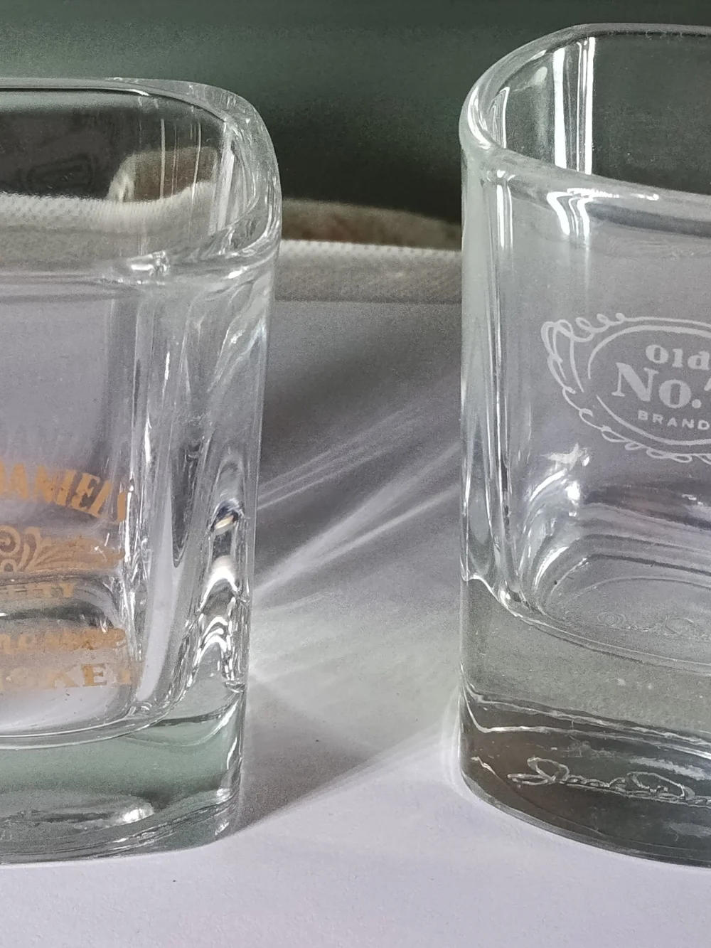 Vintage Jack Daniel’s Square Shot Glasses Set of 2 - Gold Logo & Old No. 7